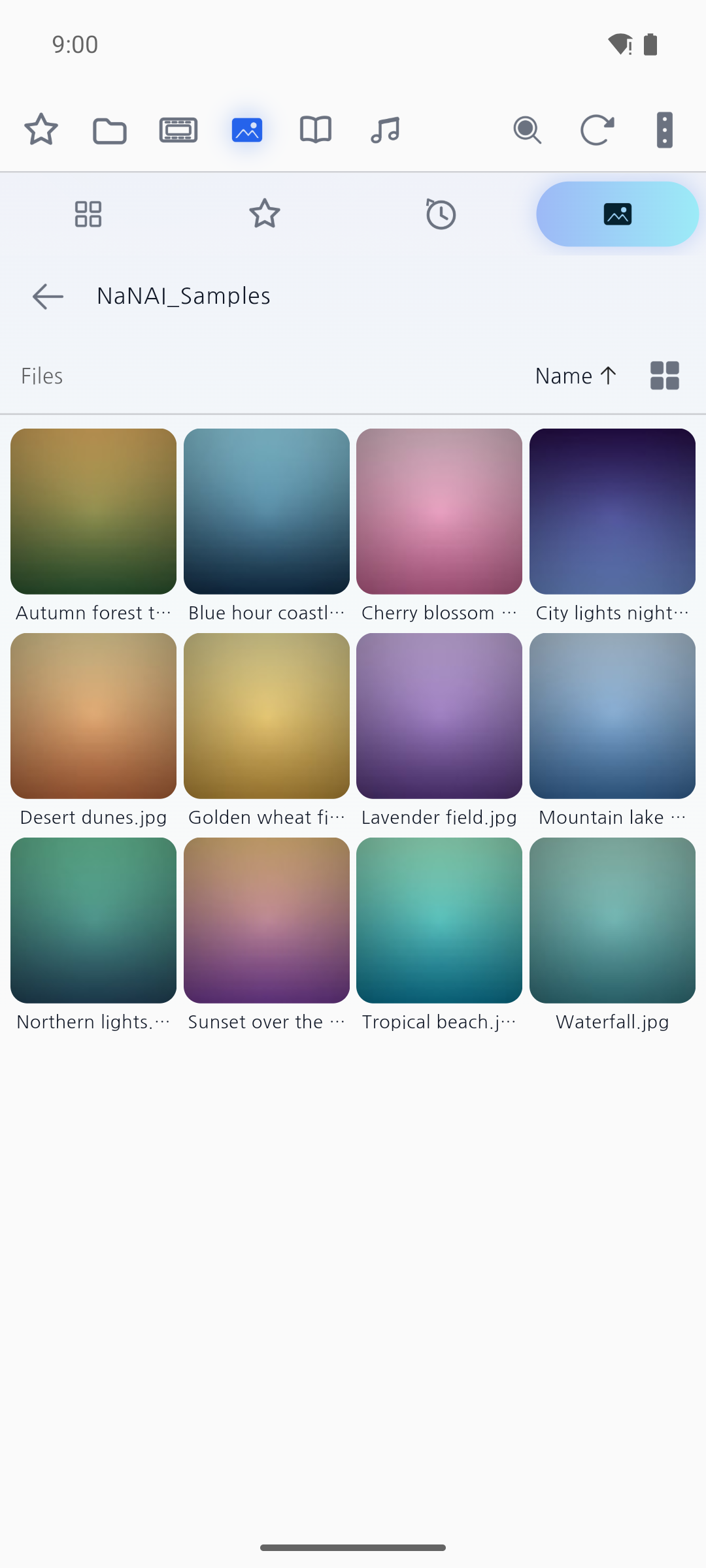 Photo gallery grid of sample images