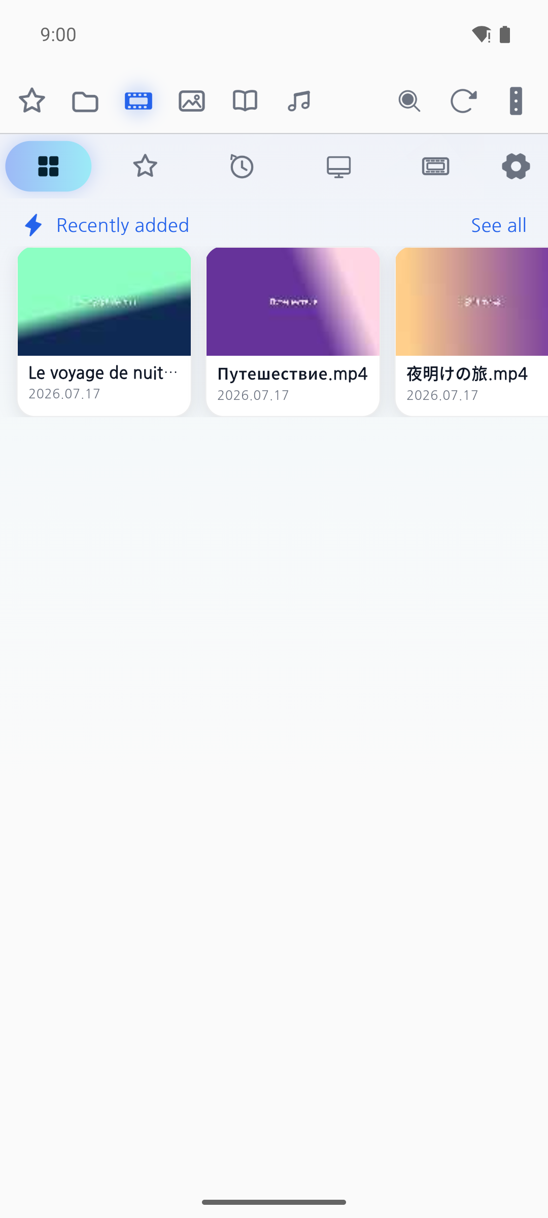 Video tab home